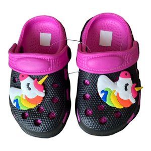 Coastal kick Toddler two tone Black Fuschia 8  Crogs Baby Infant